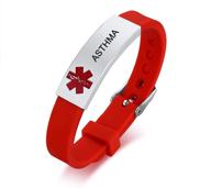 asthma stainless silicone adjustable medical bracelets logo