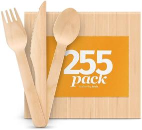 img 4 attached to 🍴 Explore Aevia's Disposable Wooden Cutlery Set - Natural, Eco-Friendly, Biodegradable & Compostable Utensils - Perfect Plastic or Bamboo Alternative - Pack of 255 (85 Forks, 85 Spoons, 85 Knives)