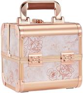 💄 costravio makeup box: elegant marble rose gold travel organizer and lockable storage case with mirror - portable cosmetic jewelry storage, 2-tier trays included logo