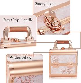 img 1 attached to 💄 Costravio Makeup Box: Elegant Marble Rose Gold Travel Organizer and Lockable Storage Case with Mirror - Portable Cosmetic Jewelry Storage, 2-Tier Trays Included