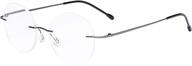 👓 elegant and stylish frameless reading glasses: eyekepper women's round rimless readers for men - gunmetal +1.25 logo