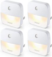 vont aura led night light (plug-in) super smart dusk to dawn sensor, auto night lights for bedroom, bathroom, toilet, stairs, kitchen, hallway, kids, adults, compact nightlight (4 pack) logo