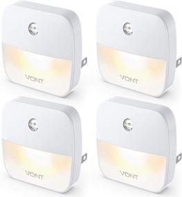 img 4 attached to Vont Aura LED Night Light (Plug-in) Super Smart Dusk to Dawn Sensor, Auto Night Lights for Bedroom, Bathroom, Toilet, Stairs, Kitchen, Hallway, Kids, Adults, Compact Nightlight (4 Pack)