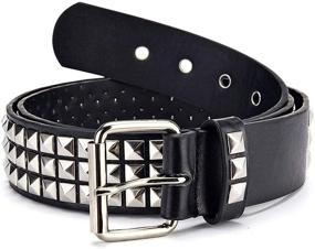 img 2 attached to Rock Chic Style: Leather Studded Square Beads Pyramid Women's Accessories