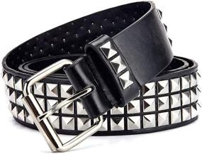 img 3 attached to Rock Chic Style: Leather Studded Square Beads Pyramid Women's Accessories