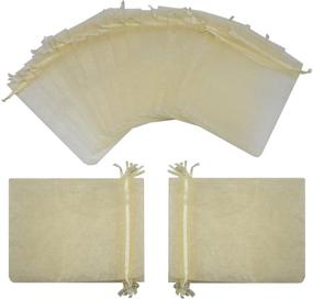 img 4 attached to 🎁 100pcs Sheer Organza Favor Bags 5x7'' for Wedding, Samples Display, Drawstring Pouches - Ankirol (Champagne)