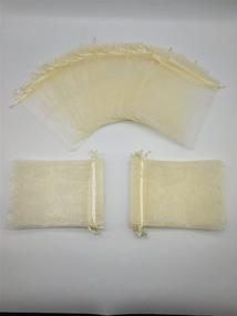 img 1 attached to 🎁 100pcs Sheer Organza Favor Bags 5x7'' for Wedding, Samples Display, Drawstring Pouches - Ankirol (Champagne)