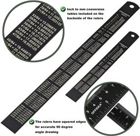 img 1 attached to 📏 Offidea Steel Ruler Set - 12 Inch and 6 Inch Metal Rulers - High Contrast Scales for Imperial and Metric Measurements - Conversion Tables Included - Perfect for School and Office Needs