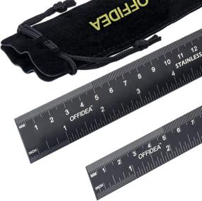 img 4 attached to 📏 Offidea Steel Ruler Set - 12 Inch and 6 Inch Metal Rulers - High Contrast Scales for Imperial and Metric Measurements - Conversion Tables Included - Perfect for School and Office Needs