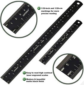 img 2 attached to 📏 Offidea Steel Ruler Set - 12 Inch and 6 Inch Metal Rulers - High Contrast Scales for Imperial and Metric Measurements - Conversion Tables Included - Perfect for School and Office Needs