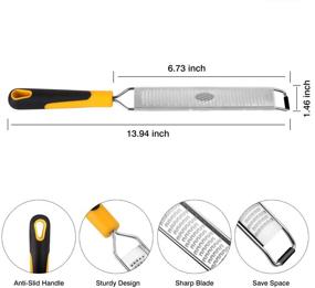 img 3 attached to Kmeivol Cheese Grater - Premium Stainless Steel Zester with Blades and Protective Cover - Pro Grade Hand Held Grater for Kitchen - Lemon Zester for Vegetables, Fruits, Cheese, Ginger