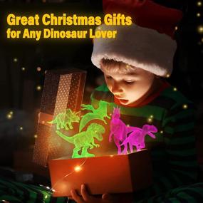 img 3 attached to 🦖 Dinosaur Night Light Room 3D Decor Lamp: Perfect Boys Kids Gifts - Stocking Stuffer with 16 Cool Colors, 2 Flat Boards, 5 Dinosaur Toys! Ideal for Girls, Teens, Christmas, Birthday, Ages 2-7! Transform Your Bedroom!