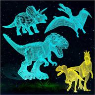 🦖 dinosaur night light room 3d decor lamp: perfect boys kids gifts - stocking stuffer with 16 cool colors, 2 flat boards, 5 dinosaur toys! ideal for girls, teens, christmas, birthday, ages 2-7! transform your bedroom! логотип