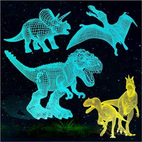 img 4 attached to 🦖 Dinosaur Night Light Room 3D Decor Lamp: Perfect Boys Kids Gifts - Stocking Stuffer with 16 Cool Colors, 2 Flat Boards, 5 Dinosaur Toys! Ideal for Girls, Teens, Christmas, Birthday, Ages 2-7! Transform Your Bedroom!