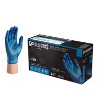 🧤 gloveworks blue vinyl industrial gloves: box of 100, 3 mil, large size, latex free, powder free, food safe, disposable, non-sterile logo