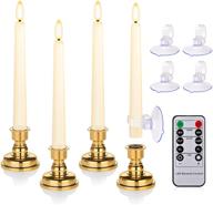 flickering flameless taper candles with remote & timer - 8 inch warm white 3d flame candle for home, holiday, party decor логотип