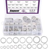 🔧 swpeet 470pcs automotive metric oil drain plug gasket aluminum flat washer assortment kit - ultimate solution with 18 sizes: m6 m8 m10 m12 m14 m16 m18 m22 m24 logo