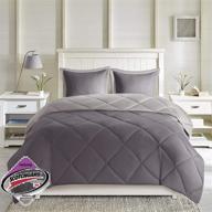 🛏️ full/queen reversible down alternative comforter set - madison park larkspur, all season, 3m stain release, charcoal/grey logo