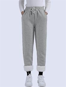 img 3 attached to 🩳 Warm Sherpa Lined Athletic Sweatpants for Women - Cozy Joggers with Fleece Lining