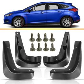 img 2 attached to 🚘 High-Quality Replacement Mud Flaps for Ford Focus 2012-2018 Sedan - Set of 4 Front and Rear Side Splash Guards