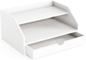 img 4 attached to 📦 White 2 Tier Paper Desk Organizer with Drawer - Ballucci Office Supplies, 13 2/5" x 9 3/5" x 6