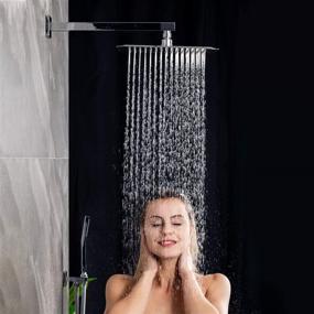 img 2 attached to SR SUN RISE SRSH-F5043 Bathroom Luxury Rain Mixer Combo Set: Wall Mounted Rainfall Shower Head System in Polished Chrome with Faucet Rough-in Valve Body and Trim