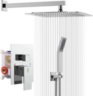 sr sun rise srsh-f5043 bathroom luxury rain mixer combo set: wall mounted rainfall shower head system in polished chrome with faucet rough-in valve body and trim logo