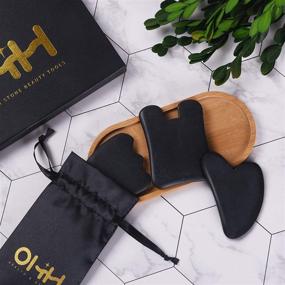 img 2 attached to 💆 Gua Sha Facial Tools Set, OHH Natural Black Sibin Bian Stone Gua Sha Scraping Tool, Gua Sha Massage Tool for Face Body Massage, Facial Skincare, Acupuncture Therapy, Pack of 3