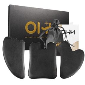 img 4 attached to 💆 Gua Sha Facial Tools Set, OHH Natural Black Sibin Bian Stone Gua Sha Scraping Tool, Gua Sha Massage Tool for Face Body Massage, Facial Skincare, Acupuncture Therapy, Pack of 3