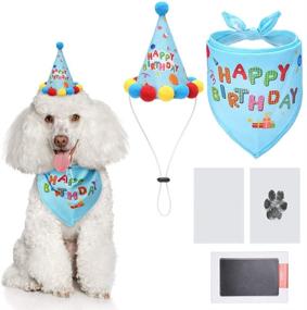 img 4 attached to 🐶 Dog Birthday Boy Bandana, Cute Hat, Ink Pad for Dog Paw Prints - Touch Ink Pad and Imprint Cards, Party Supplies" - "SEO-Optimized: Dog Birthday Bandana, Adorable Hat, Paw Print Ink Pad - Touch Ink Pad and Imprint Cards for Pet Party