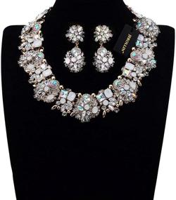 img 4 attached to 📿 Винтажное широкое ожерелье с цепью и бижутерией с кристальными стразами - модные ювелирные украшения для женщин