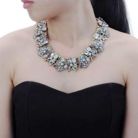 img 3 attached to 📿 Винтажное широкое ожерелье с цепью и бижутерией с кристальными стразами - модные ювелирные украшения для женщин
