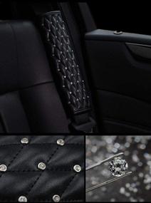 img 3 attached to Uphily Rhinestone Seat Safety Belt Pads - Leather Crystal Handbrake Cover - Bling Gear Shift Stick Protector For Girls Women Or Ladies (4Pcs)