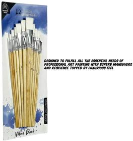 img 1 attached to 🖌️ Premium Synthetic Brush Set for Artists - Markin Arts Professional Portrait Landscape Long Birchwood Handle Acrylic Watercolor Gouache Oil Canvas Face Body Nail Ceramic Paint Brush Set Flat 12-Pack