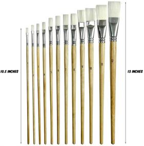 img 3 attached to 🖌️ Premium Synthetic Brush Set for Artists - Markin Arts Professional Portrait Landscape Long Birchwood Handle Acrylic Watercolor Gouache Oil Canvas Face Body Nail Ceramic Paint Brush Set Flat 12-Pack