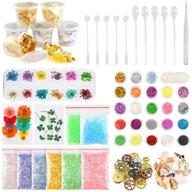 60 pack resin jewelry making supplies kit with glitter, sequins, dry flowers, beads, wheel gears, foil, shells, glass stones, tweezer, and scoops for nail art and craft decoration - sntieecr logo