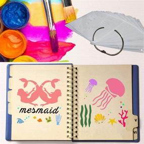 img 1 attached to 🐠 Set of 20 Reusable Ocean Creatures Stencils for Sea Animal Painting on Wood, Walls, and DIY Crafts - Includes Metal Open Ring (8 x 8 inch)