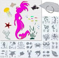 🐠 set of 20 reusable ocean creatures stencils for sea animal painting on wood, walls, and diy crafts - includes metal open ring (8 x 8 inch) logo