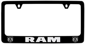 img 3 attached to 🚗 Black Coated Metal License Plate Frame Holder for Dodge Ram