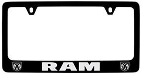 img 4 attached to 🚗 Black Coated Metal License Plate Frame Holder for Dodge Ram