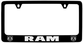 img 2 attached to 🚗 Black Coated Metal License Plate Frame Holder for Dodge Ram