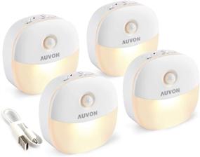 img 4 attached to AUVON Rechargeable Mini Motion Sensor Night Light, 2nd Generation Warm White LED Stick-On Closet Light with Dusk to Dawn Sensor, Adjustable Brightness for Wall, Stairs, Cabinet, Hallway (Pack of 4)