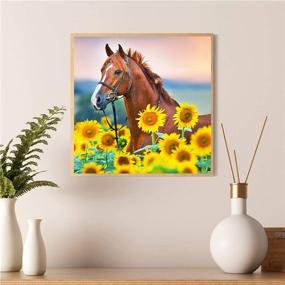 img 1 attached to 🎨 DIY 5D Full Drill Rhinestone Animal Diamond Painting Kits - Ideal for Kids &amp; Adults | Crystal Rhinestone Embroidery Diamond Painting by Number Kits | Art Craft Home Wall Decor - Horse Sunflower Design, Size: 15.7'' x 15.7''
