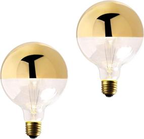 img 4 attached to 💡 Decorative G40 Large Round Globe Lightbulb - Gold-Tipped, Brass Half-Dipped Edison Bulb, 40W, E26 (Medium) Base, 120V, Dimmable Incandescent - Set of 2