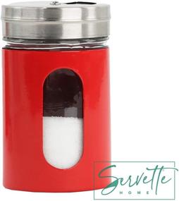 img 2 attached to 🧂 Vintage Red Glass Salt Pepper Shakers Set - Retro Spice Jars for a Classic Touch