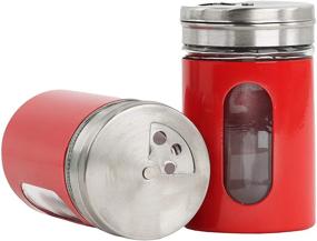 img 4 attached to 🧂 Vintage Red Glass Salt Pepper Shakers Set - Retro Spice Jars for a Classic Touch