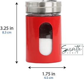 img 1 attached to 🧂 Vintage Red Glass Salt Pepper Shakers Set - Retro Spice Jars for a Classic Touch