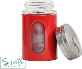 img 3 attached to 🧂 Vintage Red Glass Salt Pepper Shakers Set - Retro Spice Jars for a Classic Touch