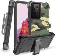 📱 szfirstey case with belt-clip holster for galaxy s21 ultra - rugged shock and dust proof military protective tough phone cover heavy duty - samsung galaxy s21 ultra (camouflage) logo
