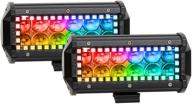 nicoko 7 inch 36w led light bar with chasing rgb halo - enhance your off-road adventure with 10 vibrant multi-colors and 72 flashing modes - perfect for driving, fog, suv, atv, truck, and boat - includes free wiring harness and 1 year warranty - pack of 2 logo